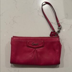 Coach Fuchsia Leather Wristlet